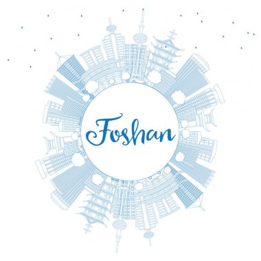 Anahat Foshan manzarası ile mavi binalar ve kopya alanı.