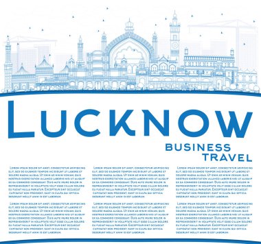 Anahat Lucknow manzarası ile mavi binalar ve kopya alanı.