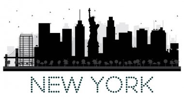 New York şehir silüeti siyah beyaz siluet.