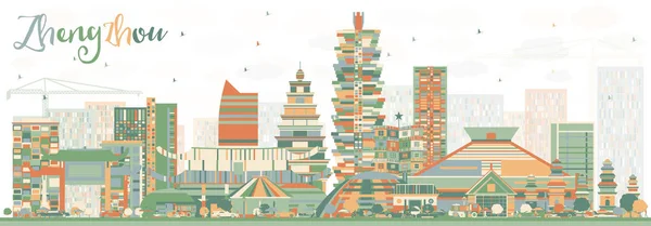 Resumen de Zhengzhou Skyline con edificios de color . — Archivo Imágenes Vectoriales