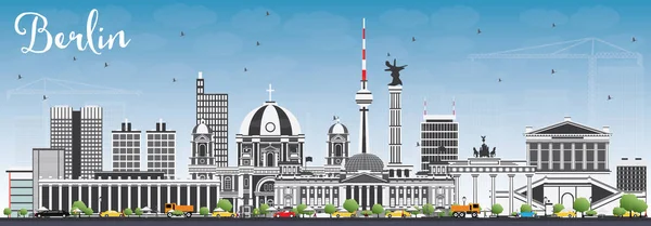 Skyline di Berlino con edifici grigi e cielo blu . — Vettoriale Stock