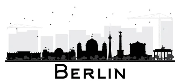 Berlin City skyline zwart-wit silhouet. — Stockvector