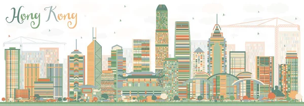 Resumen Hong Kong Skyline con edificios de color . — Archivo Imágenes Vectoriales