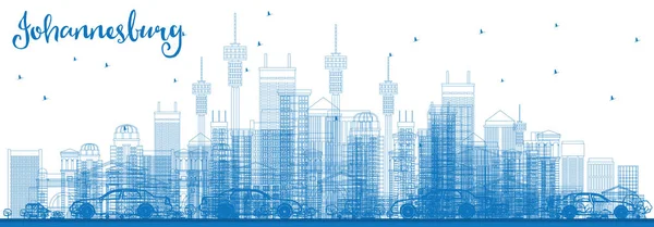 Outline Johannesburg Skyline with Blue Buildings. — Stock Vector