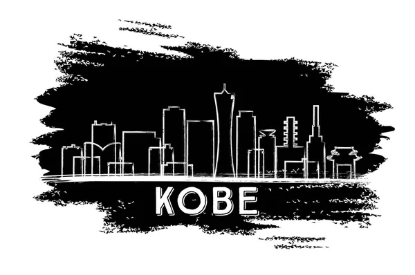 Kobe Skyline Silhouette. Hand Drawn Sketch. — Stock Vector