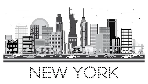 De Skyline van New York in de kleur zwart-wit. — Stockvector