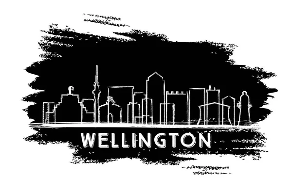 Wellington Skyline Silhouette. Hand Drawn Sketch. — Stock Vector