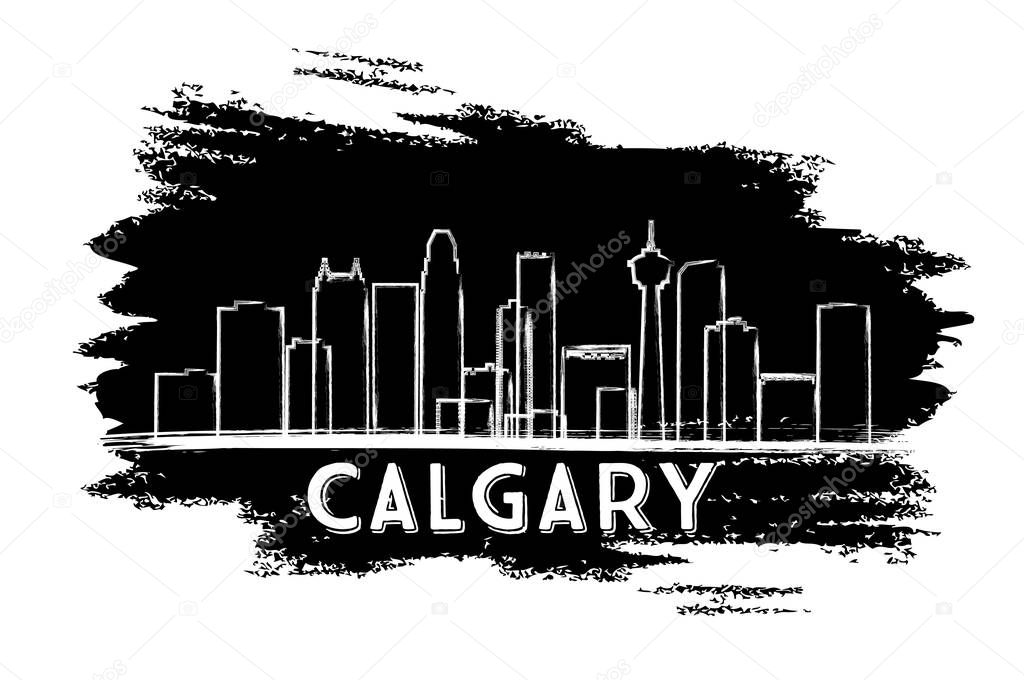 Calgary Skyline Silhouette. Hand Drawn Sketch.