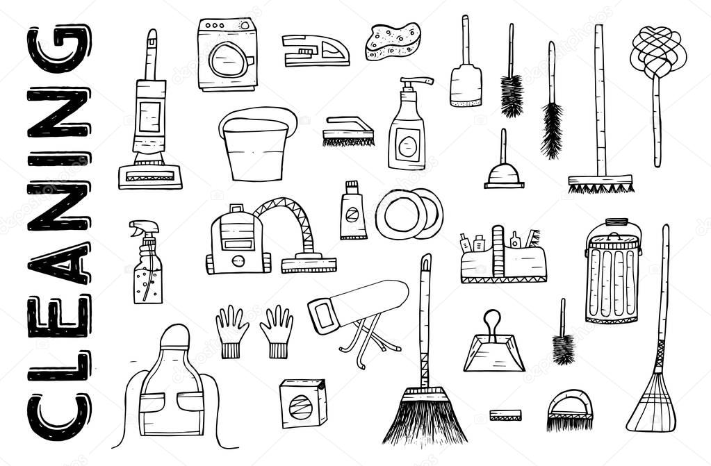 Cleaning Tools. Vector Illustration.