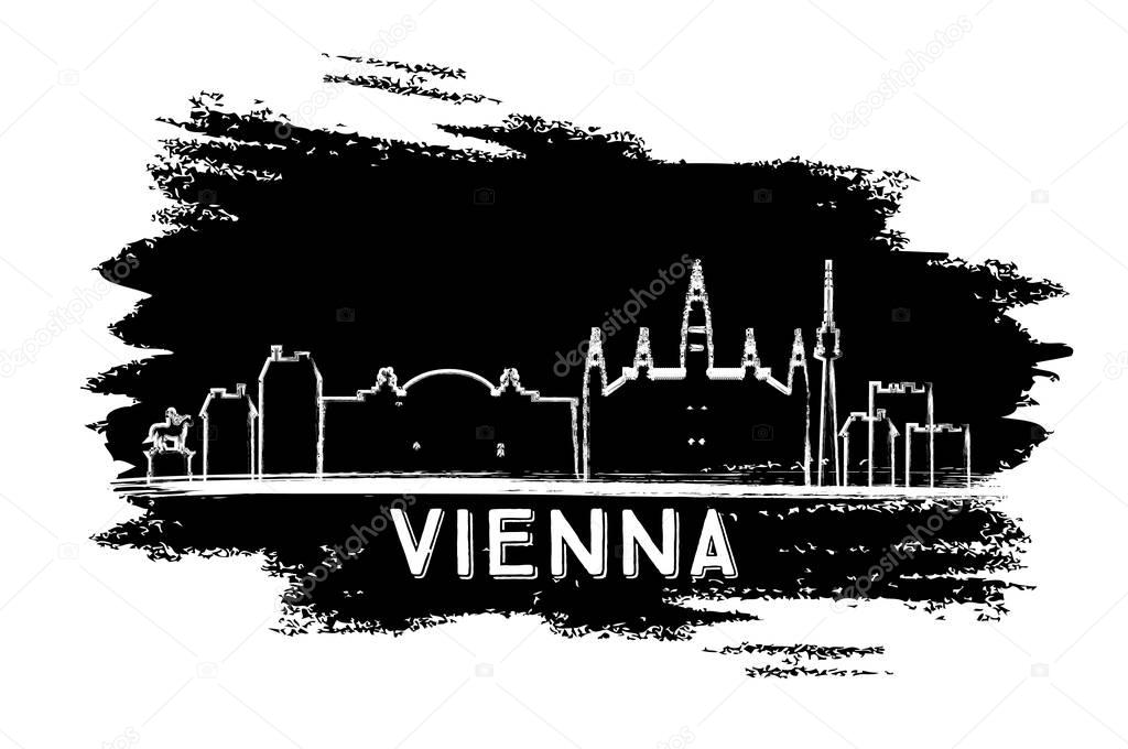 Vienna Skyline Silhouette. Hand Drawn Sketch.
