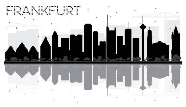 Frankfurt şehir manzarası siyah beyaz siluet reflectio ile