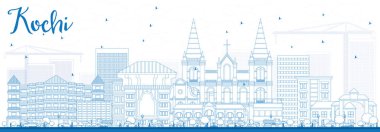 Outline Kochi Skyline with Blue Buildings. clipart