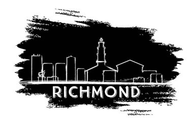 Richmond manzarası siluet. Elle çizilmiş kroki.
