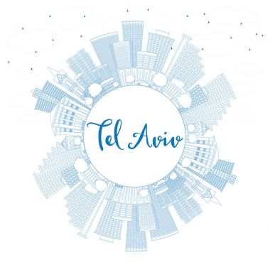 Anahat Tel Aviv manzarası ile mavi binalar ve kopya alanı.