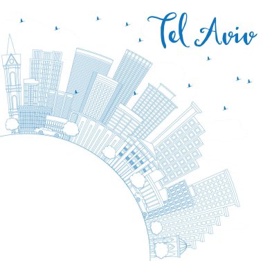 Anahat Tel Aviv manzarası ile mavi binalar ve kopya alanı.
