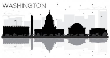 Washington Dc şehir manzarası siyah beyaz siluet tepki ile