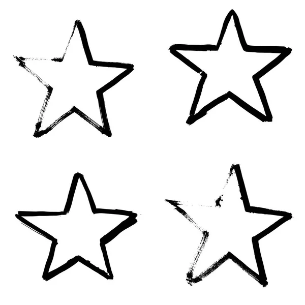 Stars Hand Drawn Set Isolated on White Background. — Stock Vector