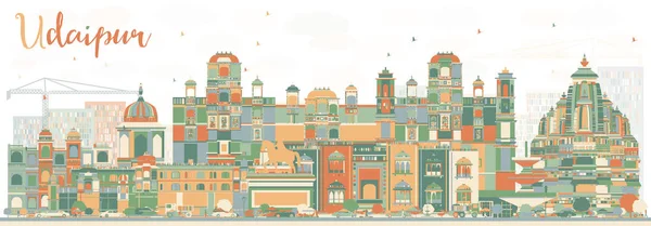 Resumen de Udaipur Skyline con edificios de color . — Vector de stock