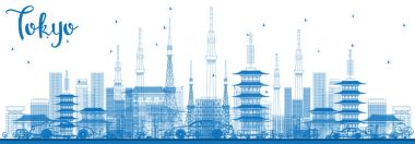 Anahat Tokyo siluetinin mavi binalar.