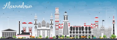 Alexandria manzarası gri binalar ve mavi gökyüzü ile.