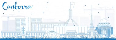 Anahat Canberra manzarası ile mavi binalar.
