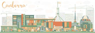 Soyut Canberra manzarası renkli binalar.