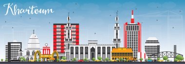 Khartoum manzarası gri binalar ve mavi gökyüzü ile.