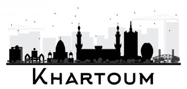 Khartoum City skyline black and white silhouette. clipart
