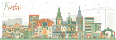 Soyut Kochi manzarası renkli binalar.