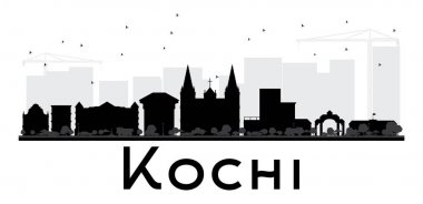 Kochi City skyline black and white silhouette. clipart