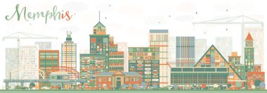 Soyut Memphis manzarası renkli binalar.