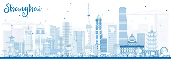 Esquema de Shanghai Skyline con edificios azules . — Archivo Imágenes Vectoriales