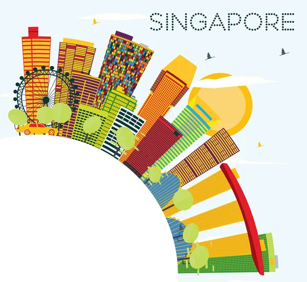 Singapur Skyline con edificios de color, cielo azul y espacio de copia . — Vector de stock