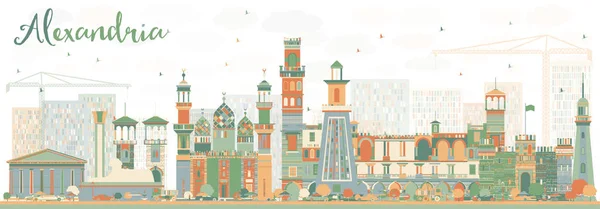 Анотація Олександрії Skyline з колір будівель. — стоковий вектор