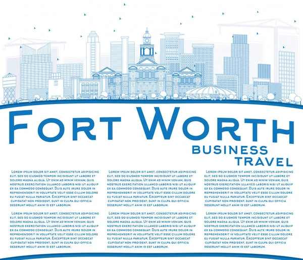 Anahat Fort Worth manzarası ile mavi binalar ve kopya alanı.