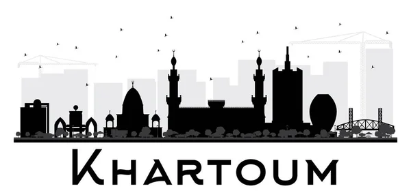 Місто Хартумі skyline чорний і білий силует. — стоковий вектор