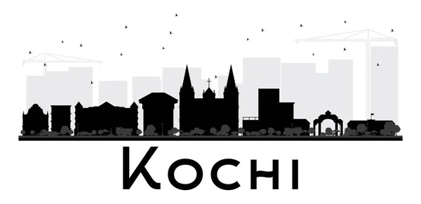 Kochi City skyline black and white silhouette. — Stock Vector