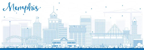 Outline Memphis Skyline con edifici blu . — Vettoriale Stock