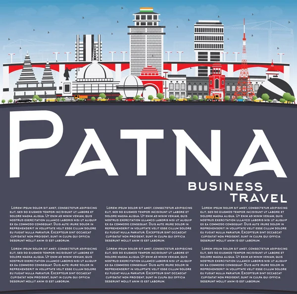 Patna Skyline mit grauen Gebäuden, blauem Himmel und Kopierraum. — Stockvektor