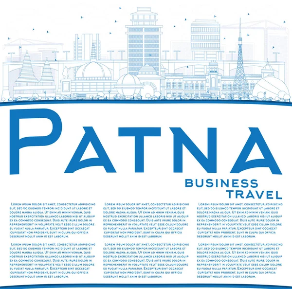 Kontur Patna Skyline med blå byggnader och kopia utrymme. — Stock vektor