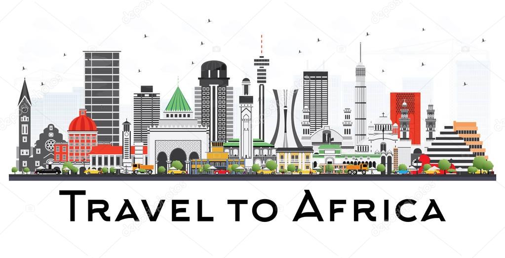 Africa Skyline with Famous Landmarks.