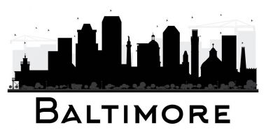 Baltimore şehir manzarası siyah beyaz siluet.