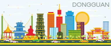 Dongguan Skyline with Color Buildings and Blue Sky. clipart