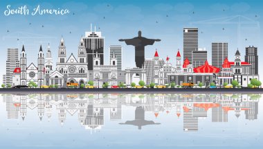 Güney Amerika manzarası ile ünlü simge ve yansımalar.