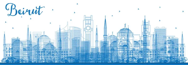 Outline Beirut Skyline con edifici blu . — Vettoriale Stock