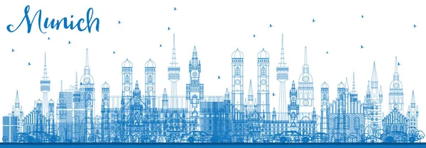 Esquema de Munich Skyline con edificios azules . — Vector de stock