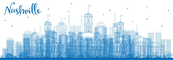 Nashville Skyline with Blue Buildings . — стоковый вектор