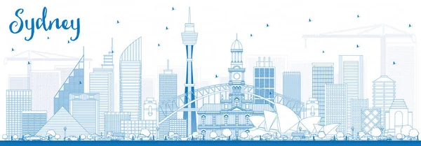 Overzicht Australië Sydney Skyline met blauwe gebouwen. — Stockvector