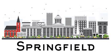 Springfield manzarası ile gri beyaz Backgr izole binalar