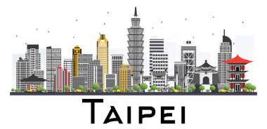 Taipei Tayvan manzarası ile gri beyaz arkasında izole binalar